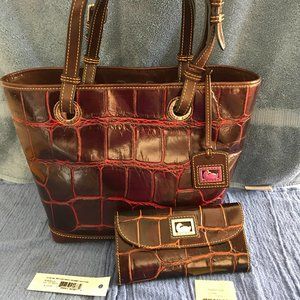 Dooney and Bourke Croc Shopper + Wallet